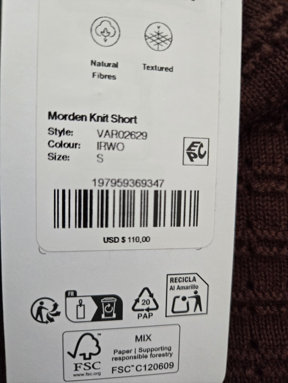 Varley Mauve Knit Drawstring Shorts with Black Accent - Picture 4 of 5